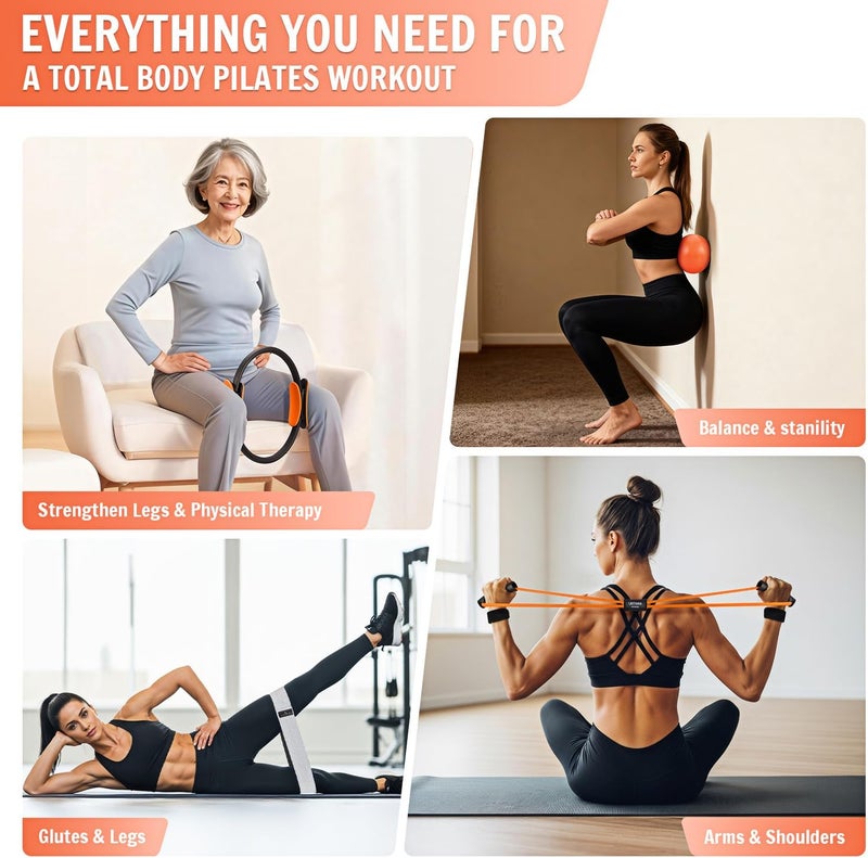 UZTUGG Pilates Equipment Kit at Home for Women, 4-in-1 Workout Essential Set with Pilates Ring, Fabric Resistance Bands, Figure 8 Resistance Band, Pilates Ball–Full Body Toning, Yoga & Stretching - Image 2